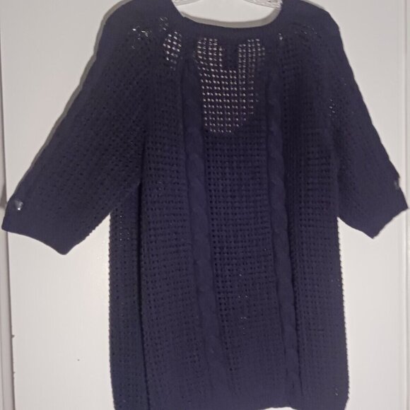 Lane Bryant Womans 18/20 Black Waffle Knit Pullover Short Sleeve Sweater - Picture 4 of 4